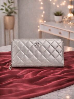 CHANEL Zip Around Long Quilted Leather Wallet. Priced to sale
